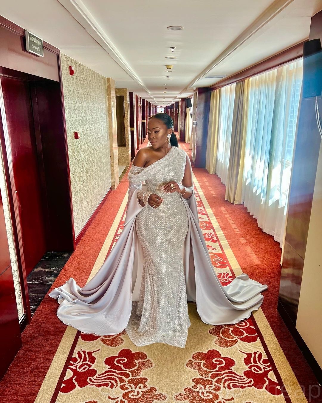 Silver Mermaid Prom Dresses 2025 Two Pieces Sequined Satin One Shoulder Evening Formal Party Second Birthday Engagement Gowns Plus Size Dress For Spec
