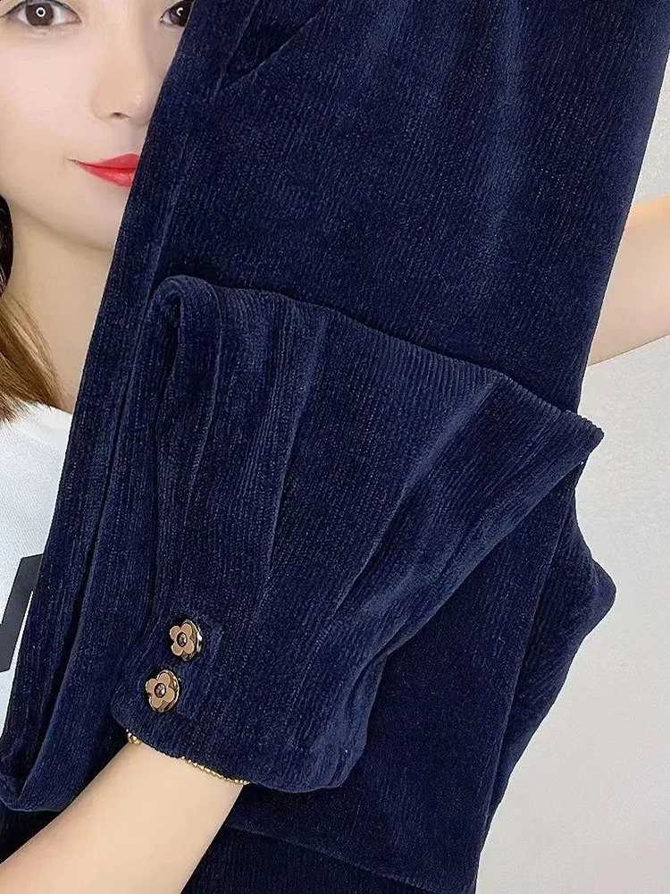 Corduroy velvet lined warm harem ankle pants winter thick womens jogging pants casual chiffon sports pants 241202