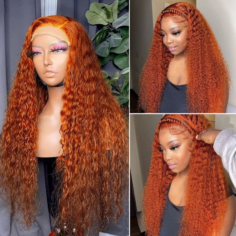 32 Inch Curly Simualtion human hair lace front wigs For Black Women Pre Plucked Brazilian 13x4 Deep Wave Frontal Wig Synthetic Black Hd Lace Wig Big C