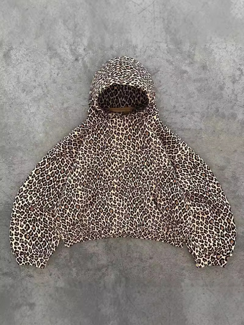 Men's Tracksuits Leopard Digital Print Hoodie With Loose Zipper Cardigan And Sweatshirt