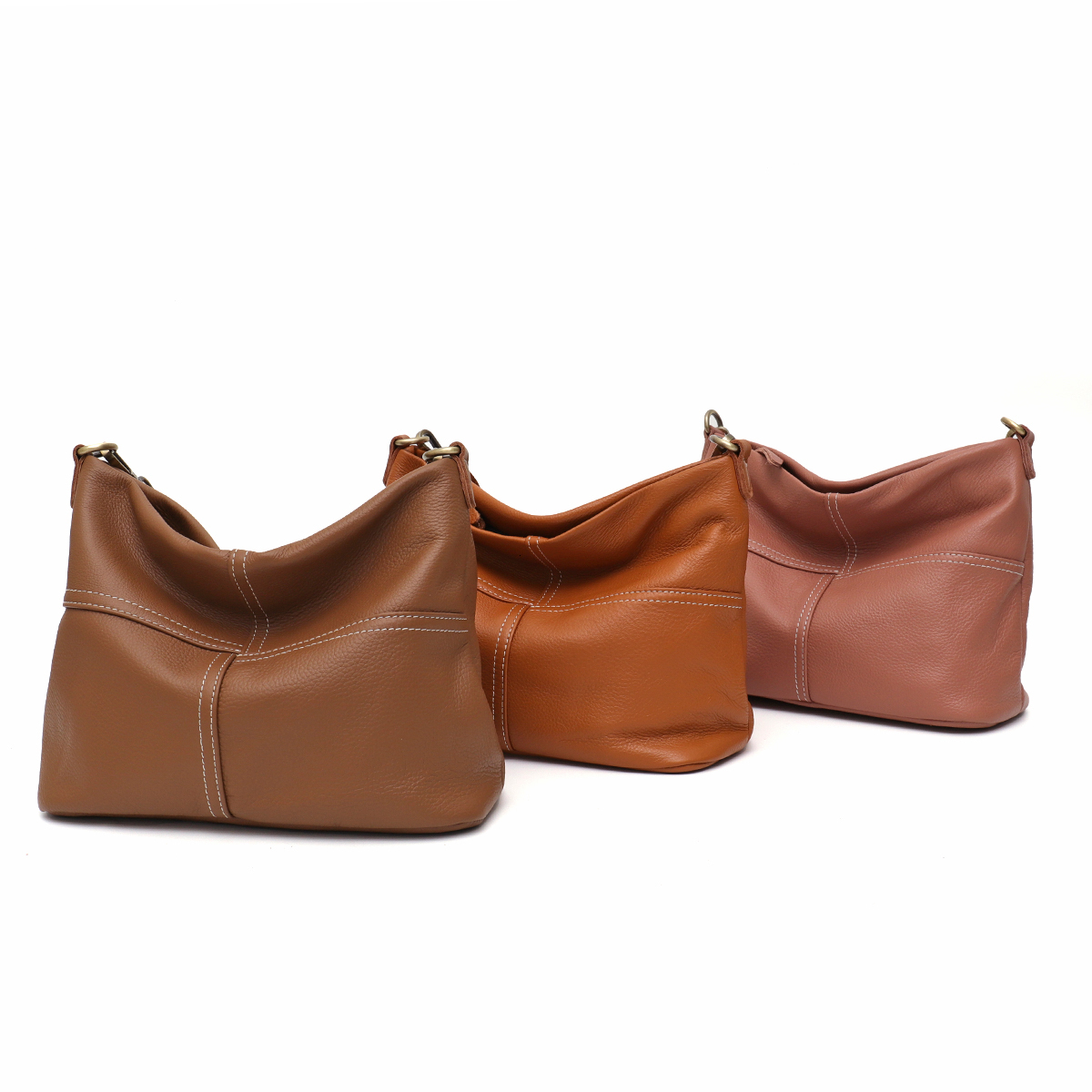 Vintage Casual Genuine Leather Hobo Bag For Women Natural Skin Es Patchwork Cross Body Shoulder Handbag Bucket Daily Purse