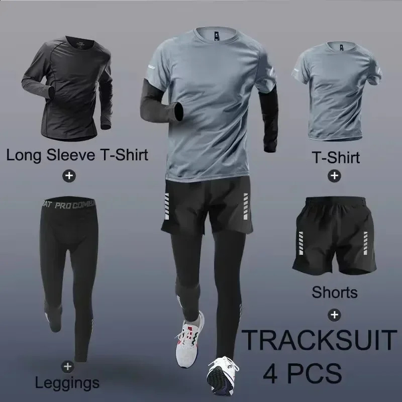 Mens sportswear 2-4 piece set track and field clothing sportswear mens sportswear quick drying running set jogger training gym fitness exercise 241205