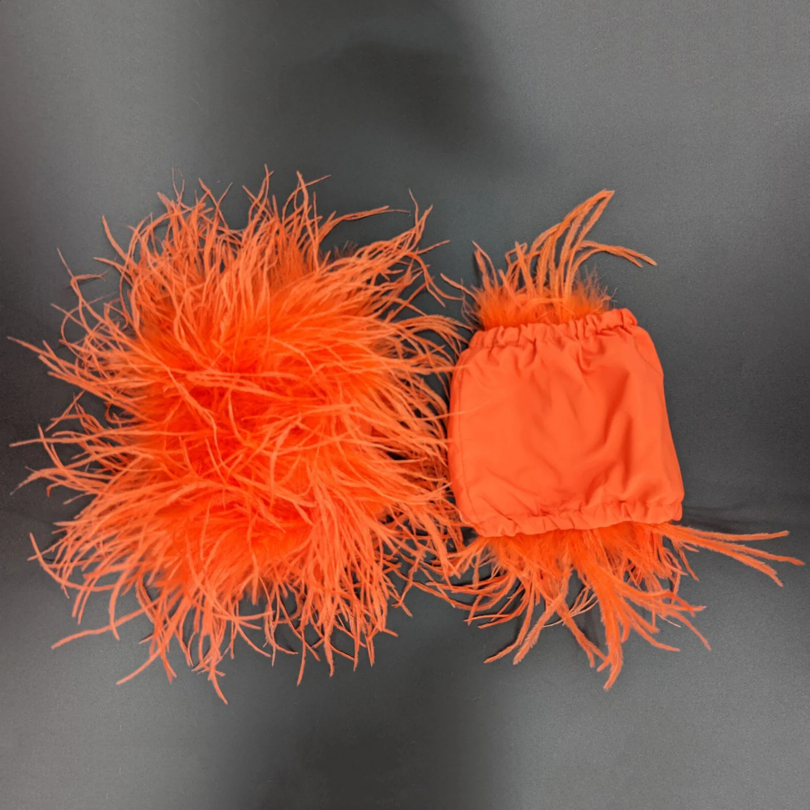 Womens Natural Ostrich Feather 1 Pair Arm Sleeve Wrist Cuff Warm Party Bridal Concert Fur 230401 241206