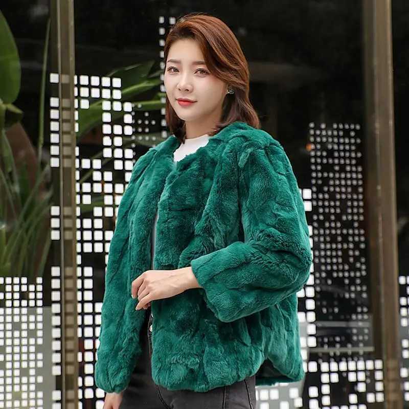 Real Rabbit Fur Coat Women Winter Jacket Short Loose Size Thick Warm Fluffy Coat Wamen Fashion Clothes Large SizeXJ241206