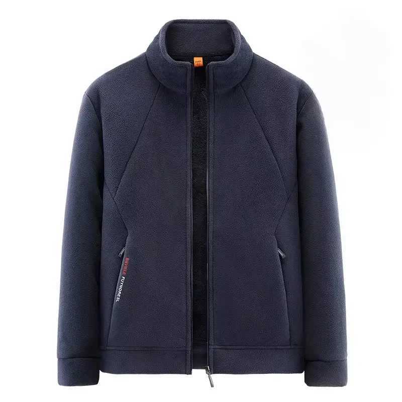 Brand Men Fleece Jacket New Arrival Outdoor Solid Color Mens Winter Jacket Coat Male Black Spring OutwearXJ241206