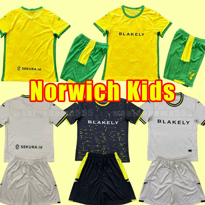 Kids 24 25 Norwichs PUKKI Soccer Jerseys City 2024 2025 home yellow away red third kit football shirt HUGILL RASHICA MCLEAN DOWELL BUENDIA TZOLIS SARGENT child