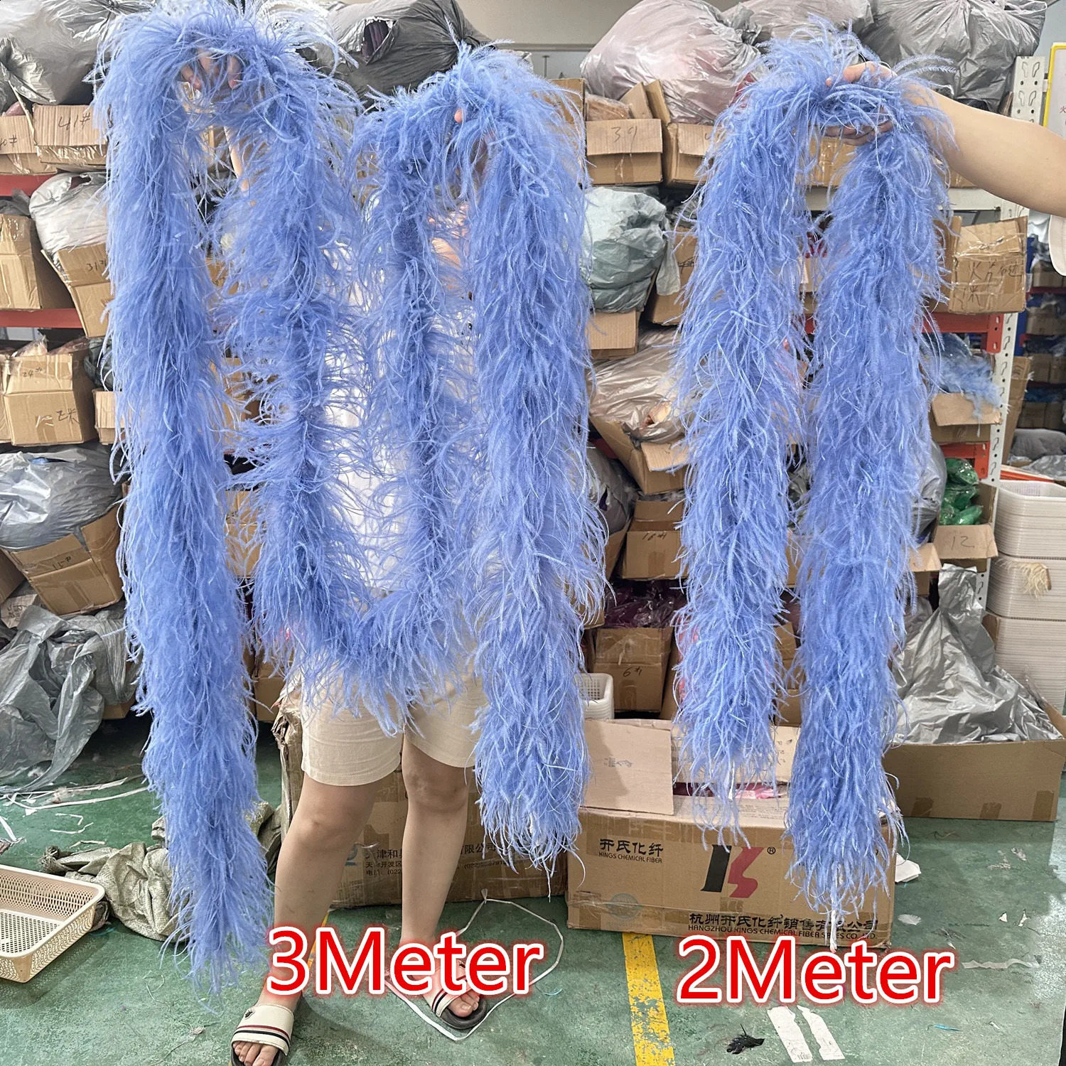0.5-3 meter colorful ostrich feather Boas 6-layer natural feather decoration used for wedding clothing sewing accessories ruffled edge craft shawl 241
