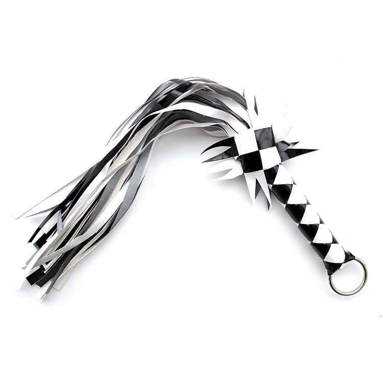 Yiwu manufacturer spot wholesale SM adult products flirting black and white bow leather whip tuning spanking loose whip