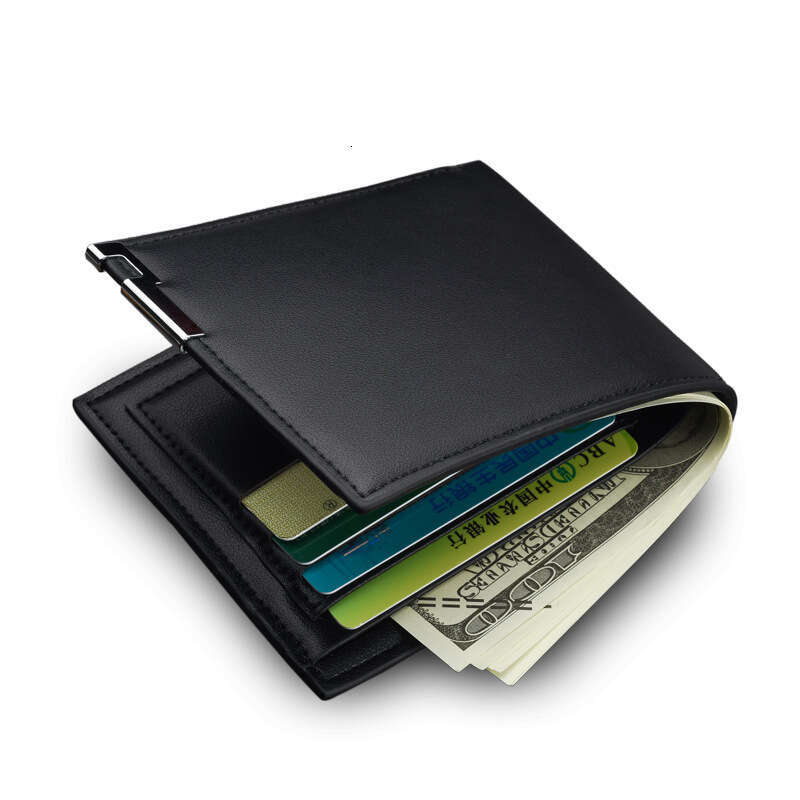 New Short Wallet With Iron Edge, Korean Version, Youth Men's Horizontal Wallet, Trendy Card Bag Wholesale