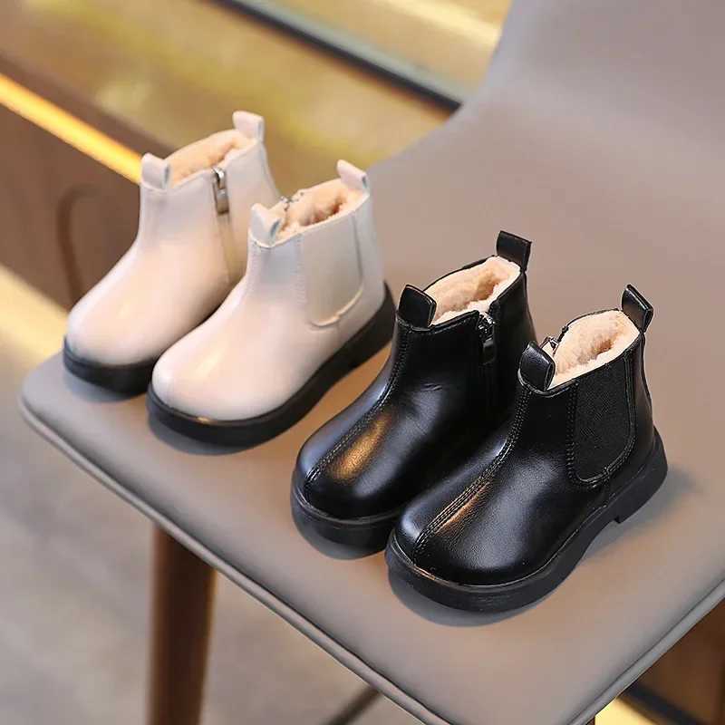 Girls Short Boots Chic 2024 Winter New Versatile Casual Boys Ankle Boots Non Slip Non-slip Children Warm Boots Fashion Round-toeXJ241206
