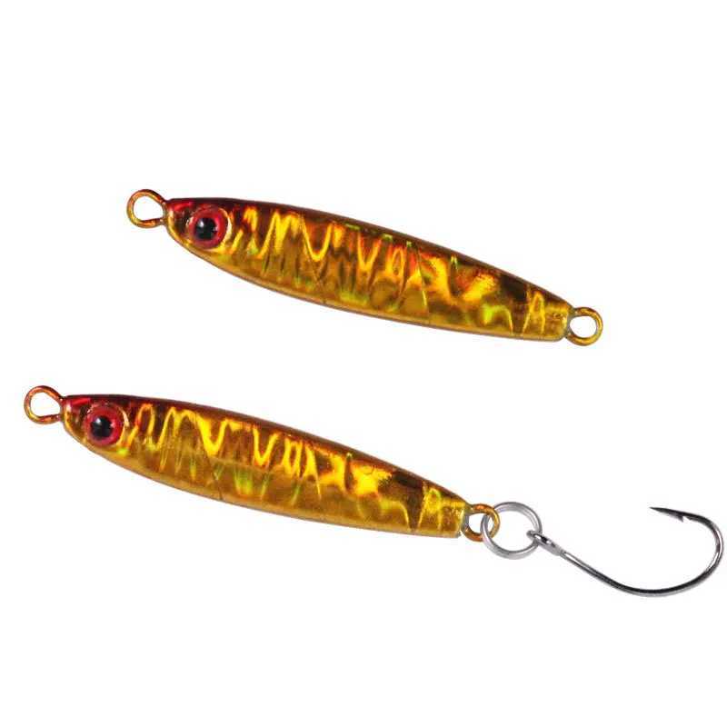 HOOFISH 1PCS Mini Metal Jig Spoon Fishing Lure 5g/40mm Fish Small Fish With Sing Hook Sea Bass Fishing LureXJ241128