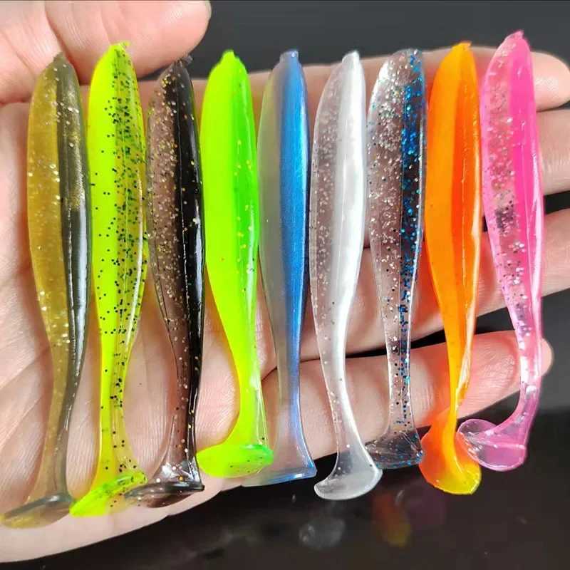 10pcs Soft Lures Bait 55mm 63mm 70mm 90mm Tail Jigging Wobbrs Fishing Lure Tack Bass Pike Aritificial Silicone SwimbaitXJ241128