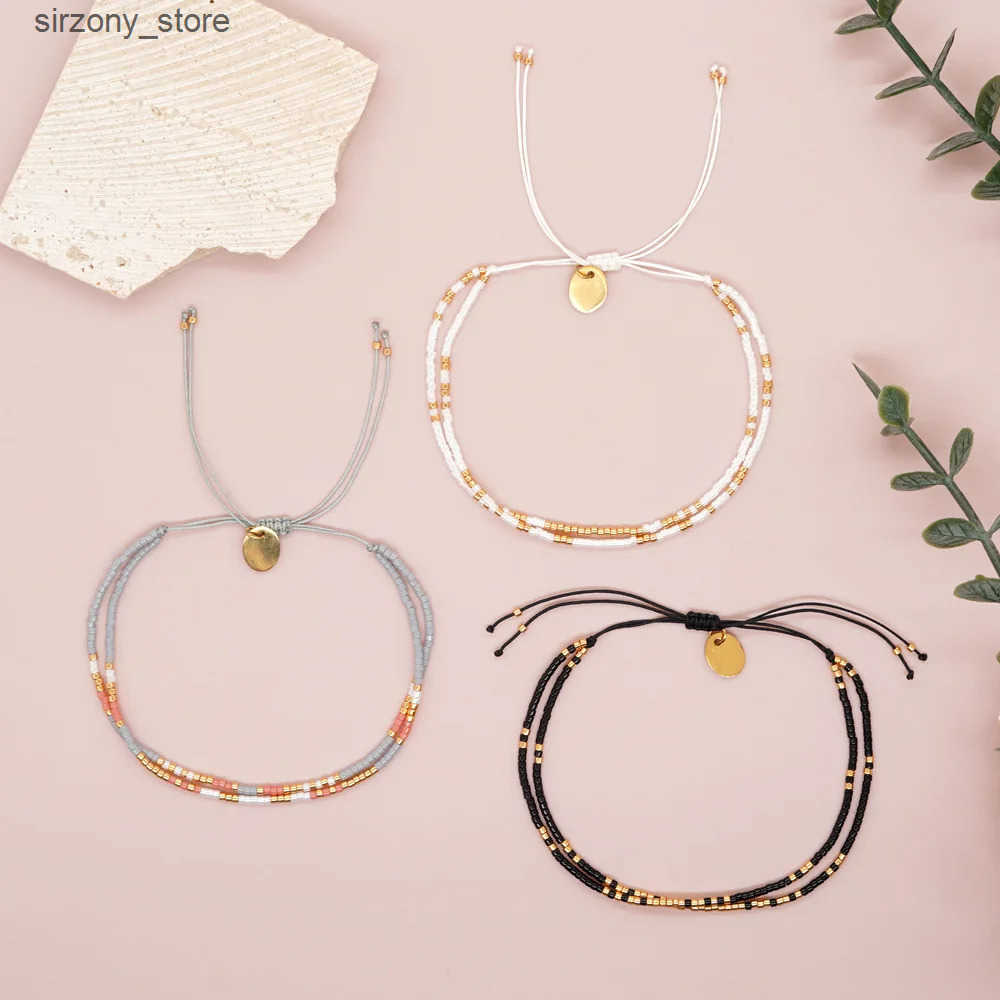 Beaded Go2boho Minimalist Miyuki Bead Bracelets Multi Layer Bohemian Glass Seeds Handmade Adjustable Jewelry Fashion For Women Men J241206