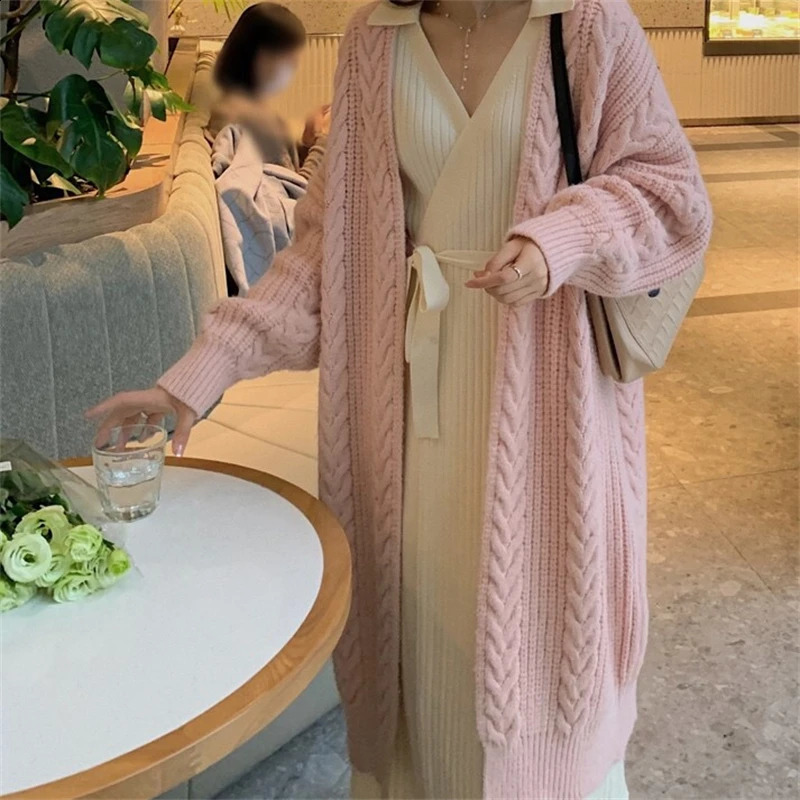 Women Sweater Cardigans Autumn Winter Knitted Jackets Korean Loose Oversized Long Sleeve Elegance Sweet Casual Coats Basics 241203