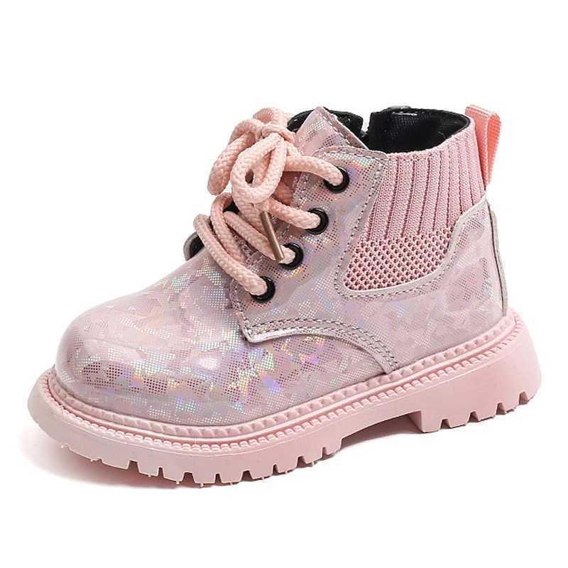 Kids Shoes Boots for Girl Glossy Leather Toddlers Causal Short Boots Fashion Children Versatile Platform Ankle Boots Soft BottomXJ241206