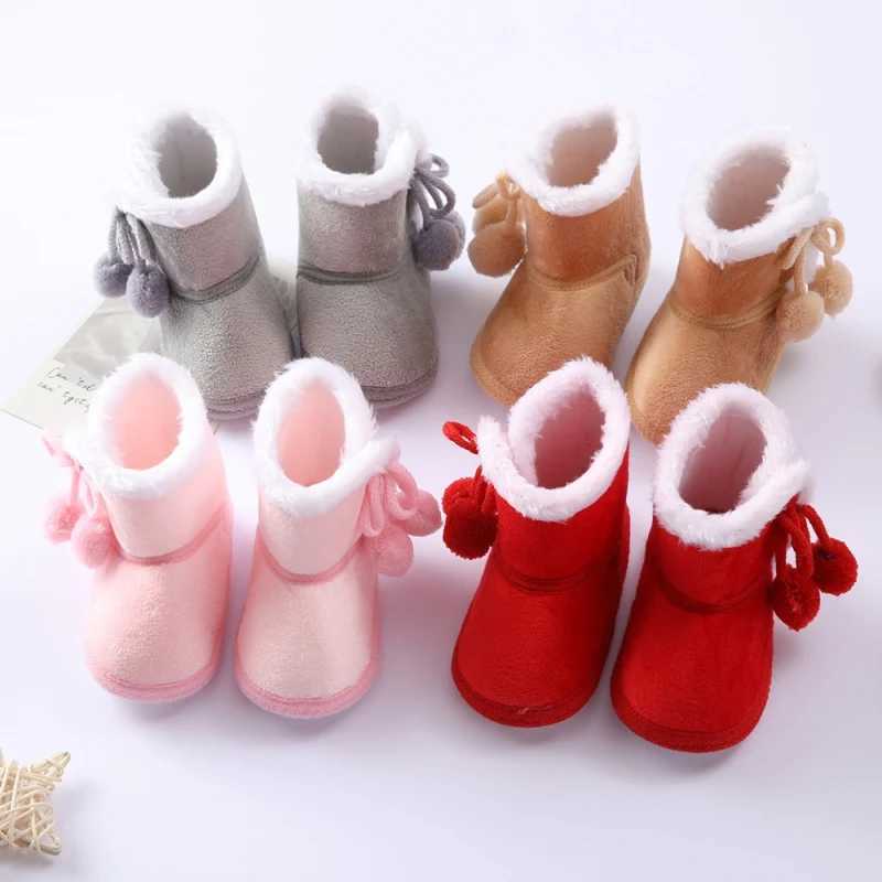 Autumn Winter Warm Newborn Boots Baby Girls Boys Shoes Toddler Soft Sole Fur Snow Boots Infant Toddler Cotton-Padded ShoesXJ241206
