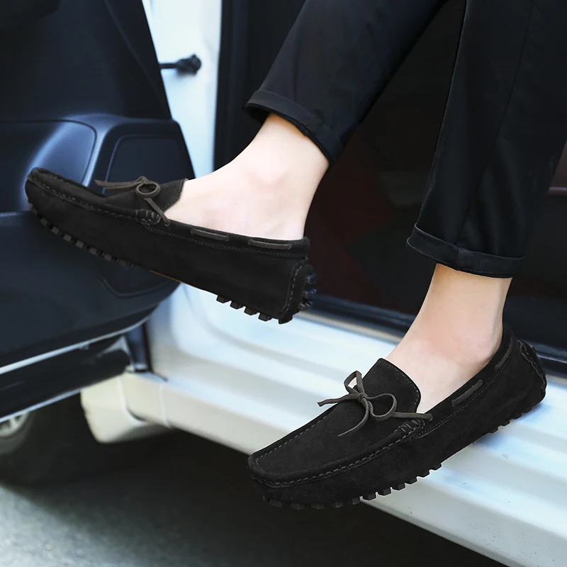 Loafer for Men Suede Genuine Leather Loafers Flats Man Casual Shoes Mans Moccasins Men Driving Shoes Italian Boat Shoes 241206