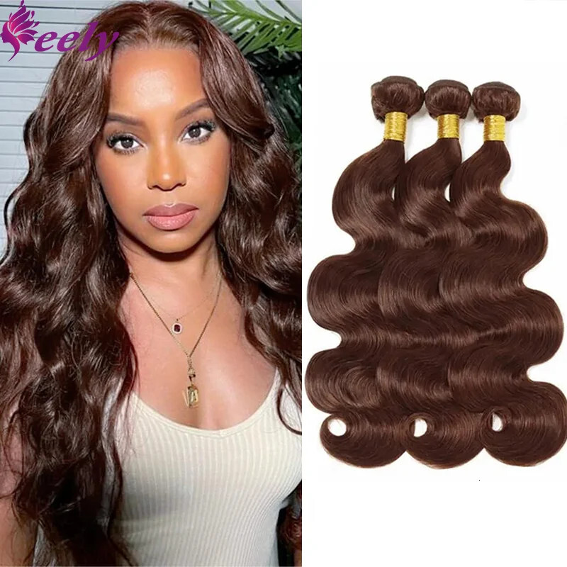 Body Wave Chocolate Brown Bundles Human Brazilian 100% Hair Extensions 22 24 26 Inch For Women #4
