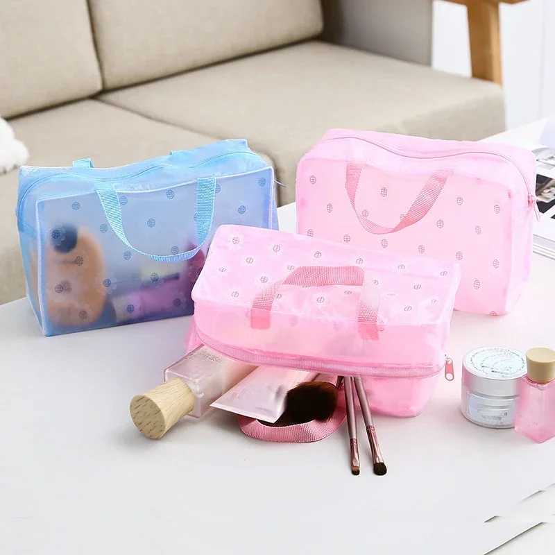 Floral PVC Transparent Cosmetic Bag Clear Makeup Bag for Women Girl Waterproof Zipper Beauty Case Travel Toiletry Bags HandbagXJ241206