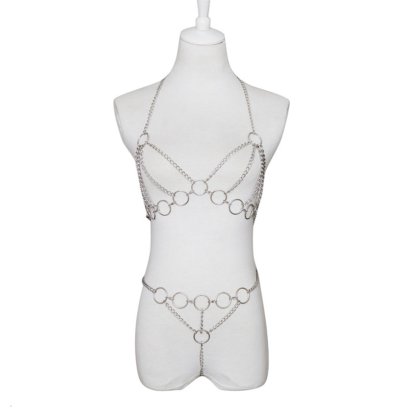 Foreign trade SM lingerie women's nightclub role-playing metal belt loop iron chain clothing uniform dress set wholesale