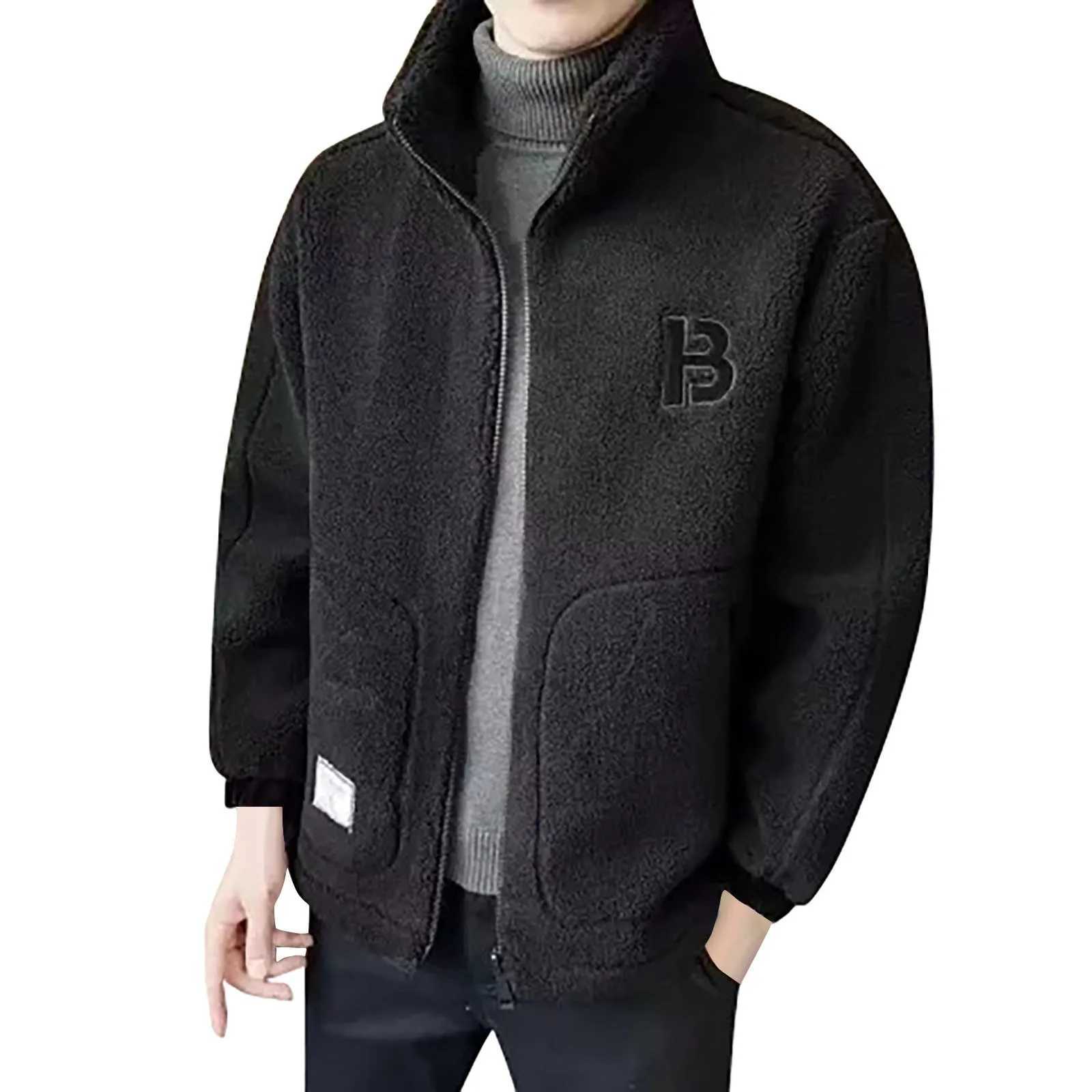 Lamb Wool Jacket MenS 2023 New Autumn Winter Coat Plush And Thick Fashion Trend Warm Clothes Male Outwear Veste HommeXJ241206