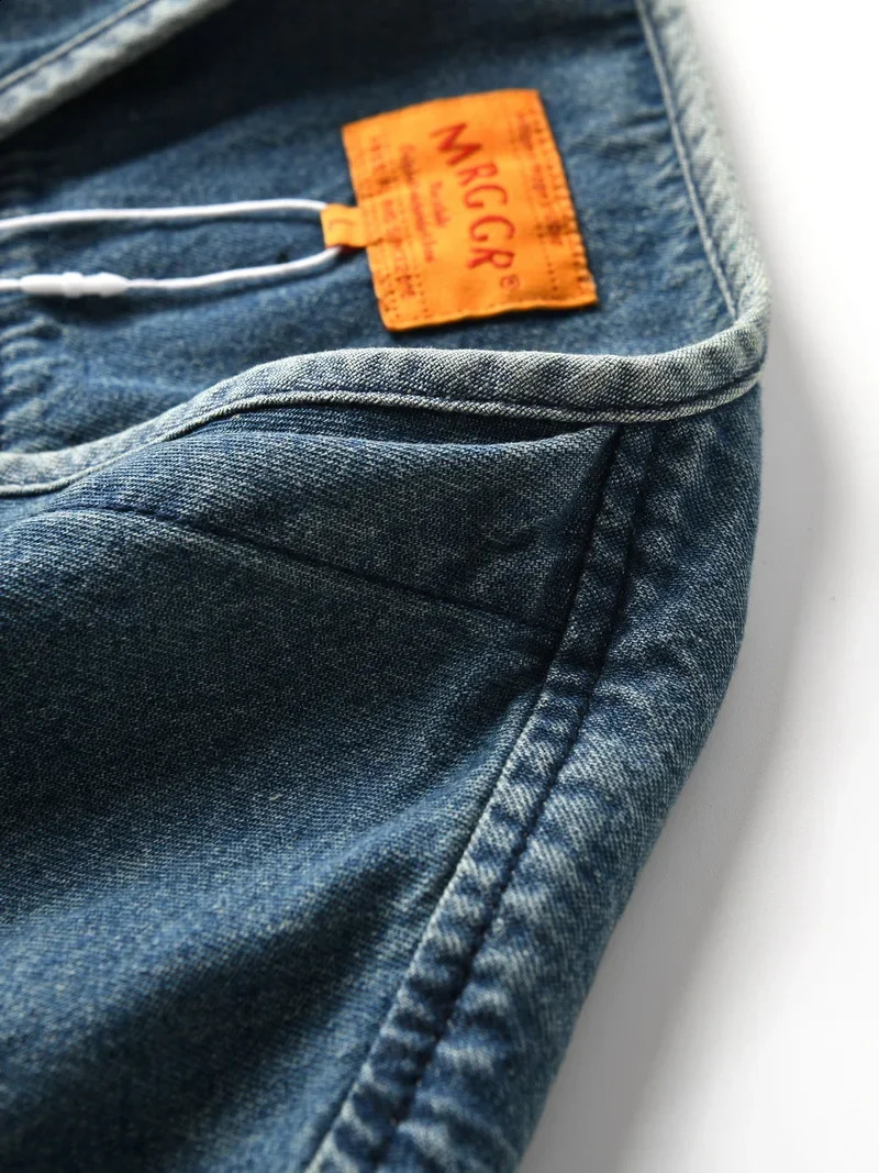 INS Fashion Japanese Fashion Cotton Washed Loose Collarless Casual Open Cowboy Jacket Mens Spring 241205