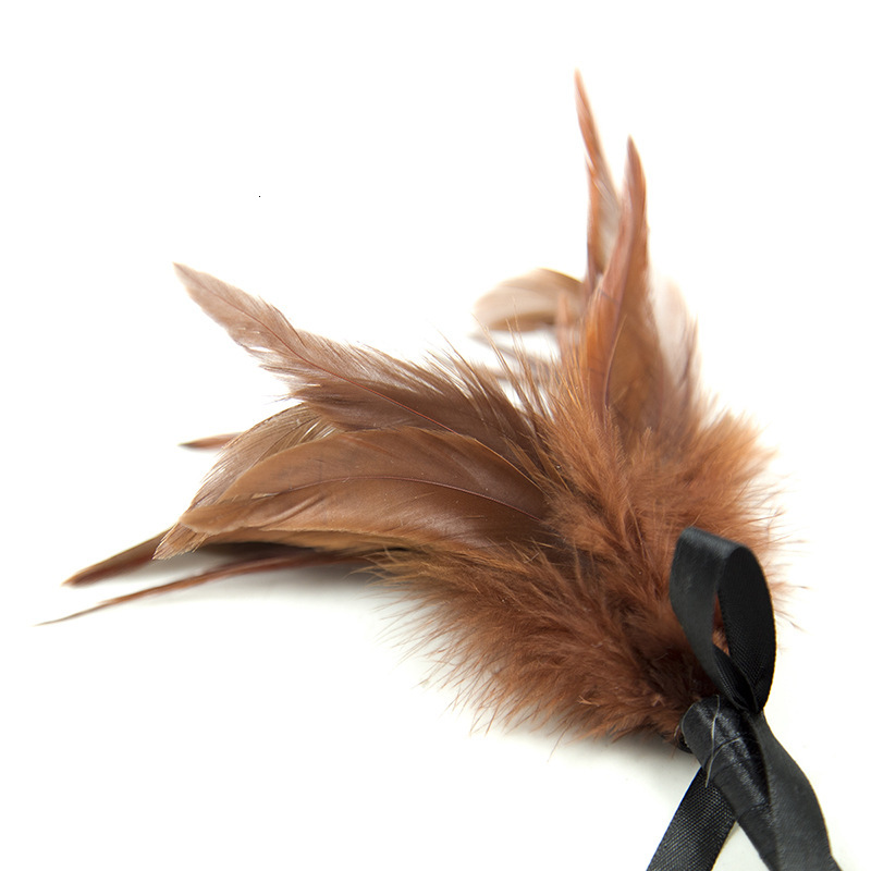 SM adult sex toys flirting feathers brown feathers teasing stick with bow scratching brown chicken feathers