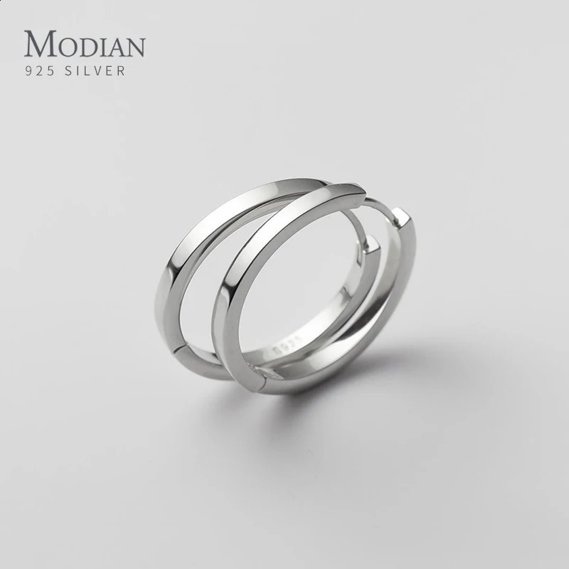 Modian Solid 925 sterling silver 2CM smooth minimalist simple earring set with stud earrings 241205
