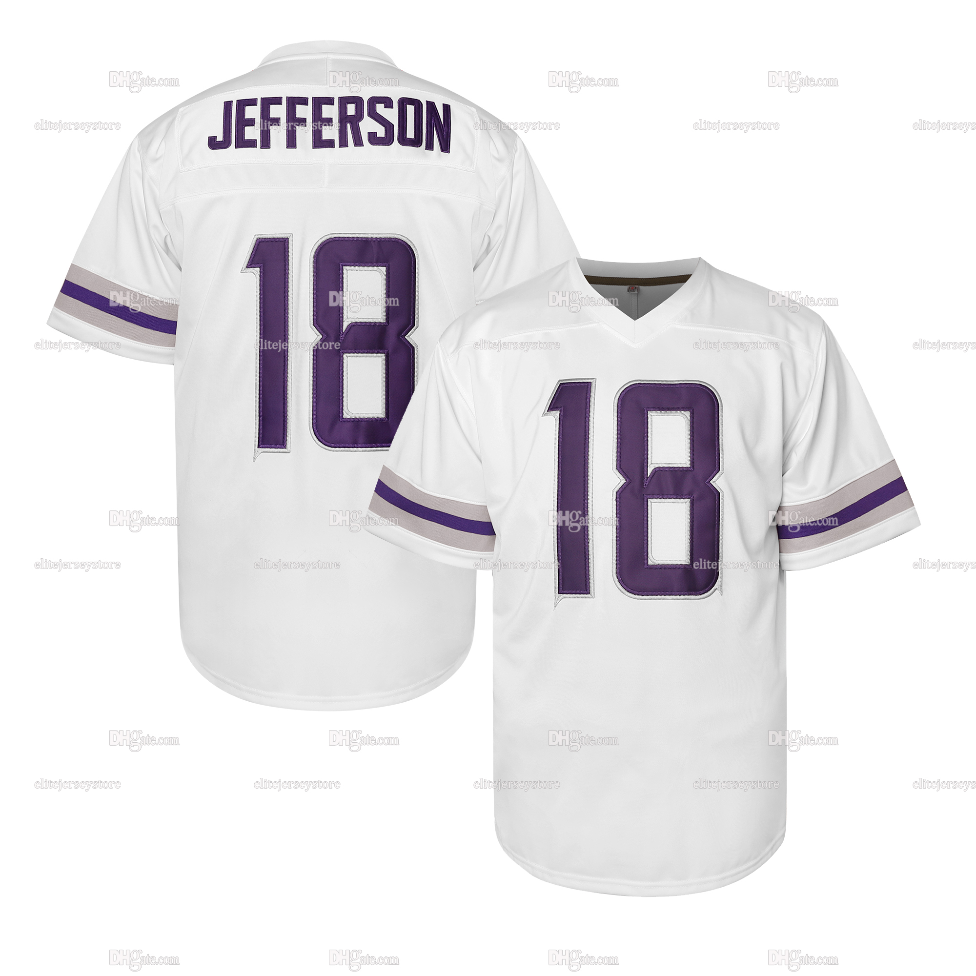 In stock 18 Justin Jefferson Football Jersey 100% Stitched Fast Shipping Embroidered Letter Number Design Polyester Men's Retro Classic Sportswea
