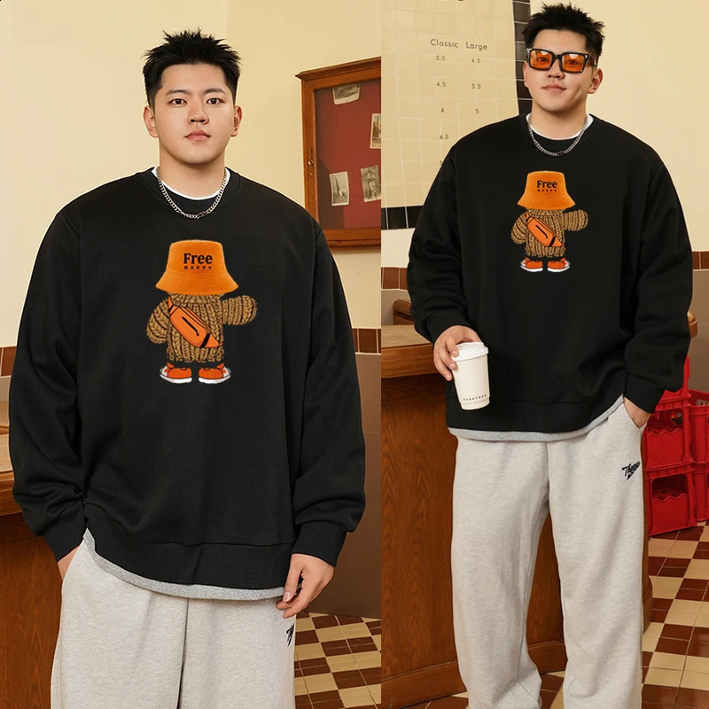 Men Printed Pullovers Sweatshirts Plus Size 110180kg 7XL 8XL Autumn Winter Long Sleeve Round Neck Tops Big Clothing 241205