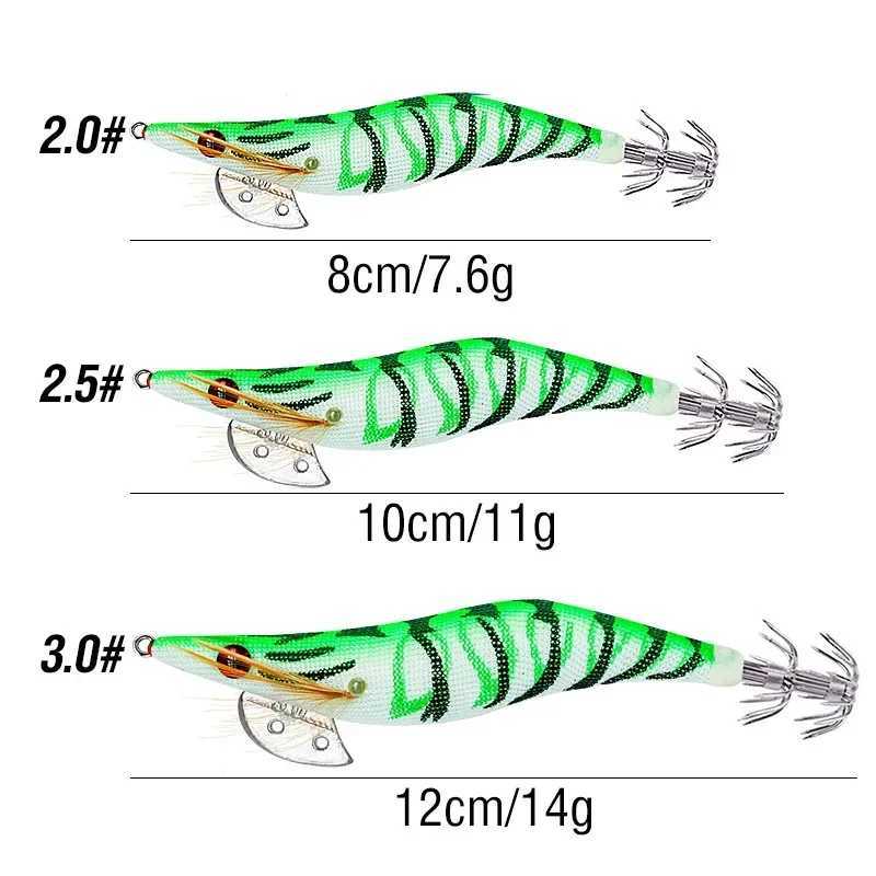Glow-in-the-dark Squid Big-eye Wood Shrimp Bait Squid Cuttfish Hook Fishing 8/10/12cm Doub Parachute Hook Casting Bait GearXJ241128