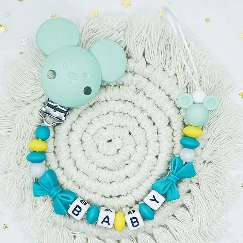 Pacifier Holders Clips# Free Handmade Personalized Name Baby Pacifier Clips Chains Silicone Beads Teether Teething Toys Dummy Holder Pacifier Chain Gi