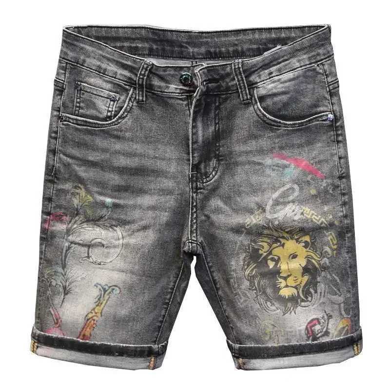 Male Denim Shorts Graphic Black Gray Mens Short Jeans Pants Designer with Comfortable Vintage Retro New in Sale Original XxxlXJ241206