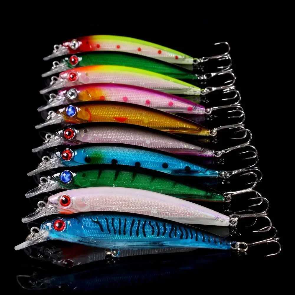 Laser Minnow Fishing Lure 11CM/13.5G Set Artificial Wobbr Topwater Bait Pesca Hard Crankbait Tack for Bass 10/5PcsXJ241128
