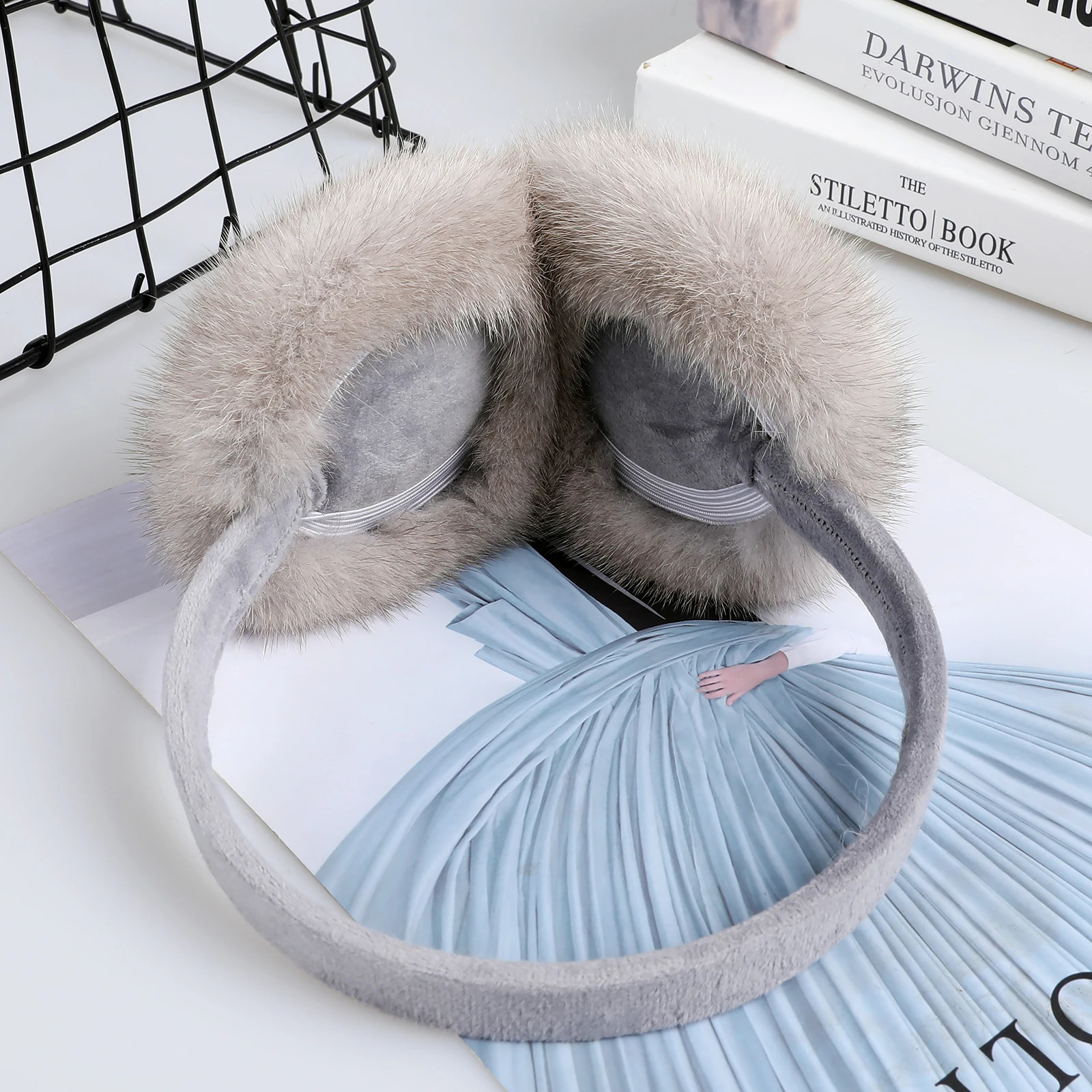 winter fashion unisex leather mink earmuffs with velvet straps womens foldable earmuffs ear warmers genuine fur earmuffs 241205