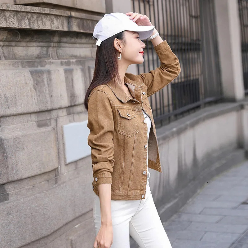 Inventory denim jacket womens short sleeved student khaki fashionable casual shirt 241206
