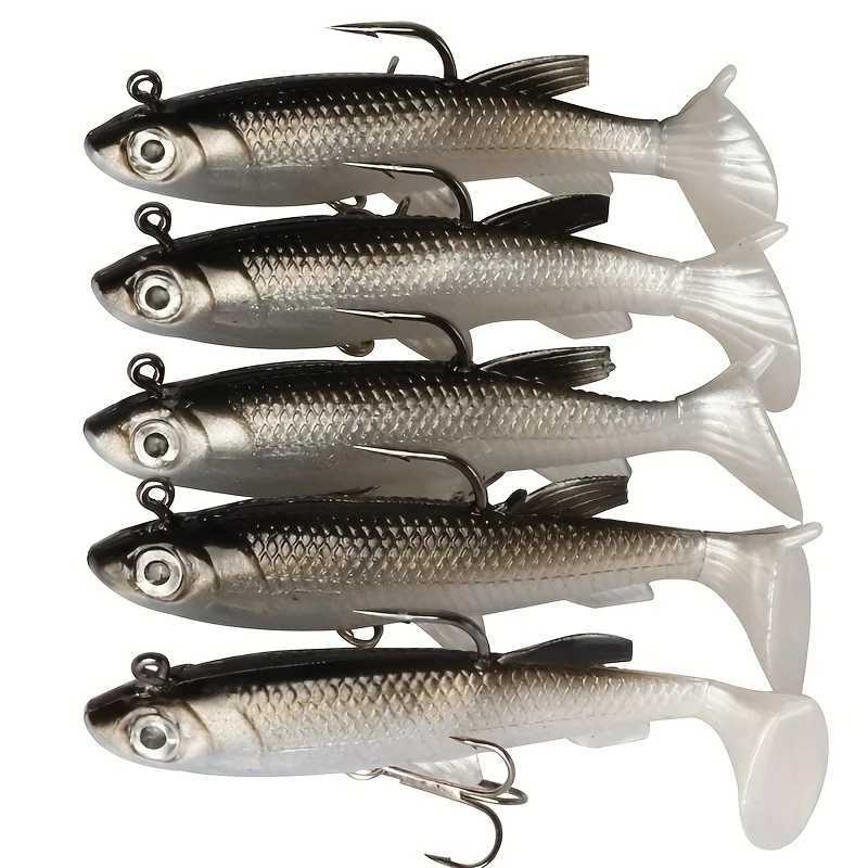 Fishing Lures 5Pcs Pre-Rigged Jig Padd Tail Soft Plastic Swimbaits for Bass Trout Walye Crappie Saltwater FreshwaterXJ241128