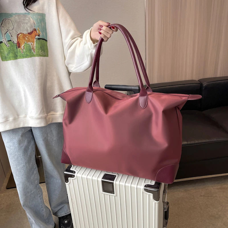Solid Sewing Thread Oxford Travel Tote CasualHigh Quality Bags for Women Large Capacity Internally Spaced Zipper Travel Bags 241205