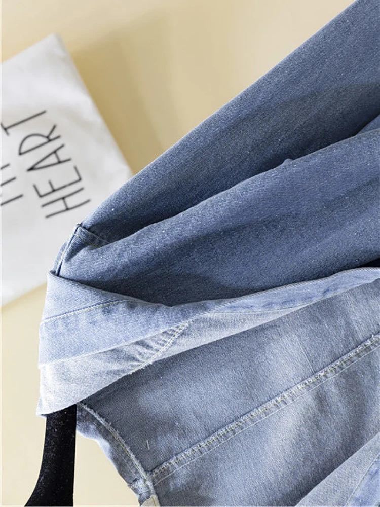 Fitting Drawstring Long Strap Denim Jacket Womens Fashion Style Pocket Hooded Jeans Clothing 2024 241206