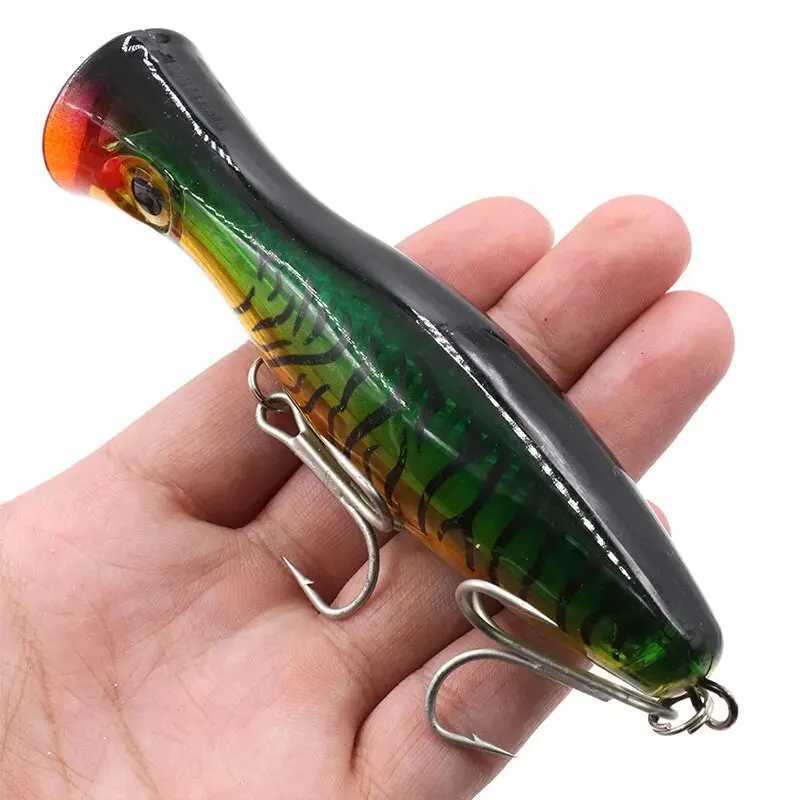 Big Fishing Popper 2pcs 130mm 43g Topwaters Floating Lure Artificial Hard Bait Treb Hooks 3D Eyes For Bass Trout Pike WobbrsXJ241128