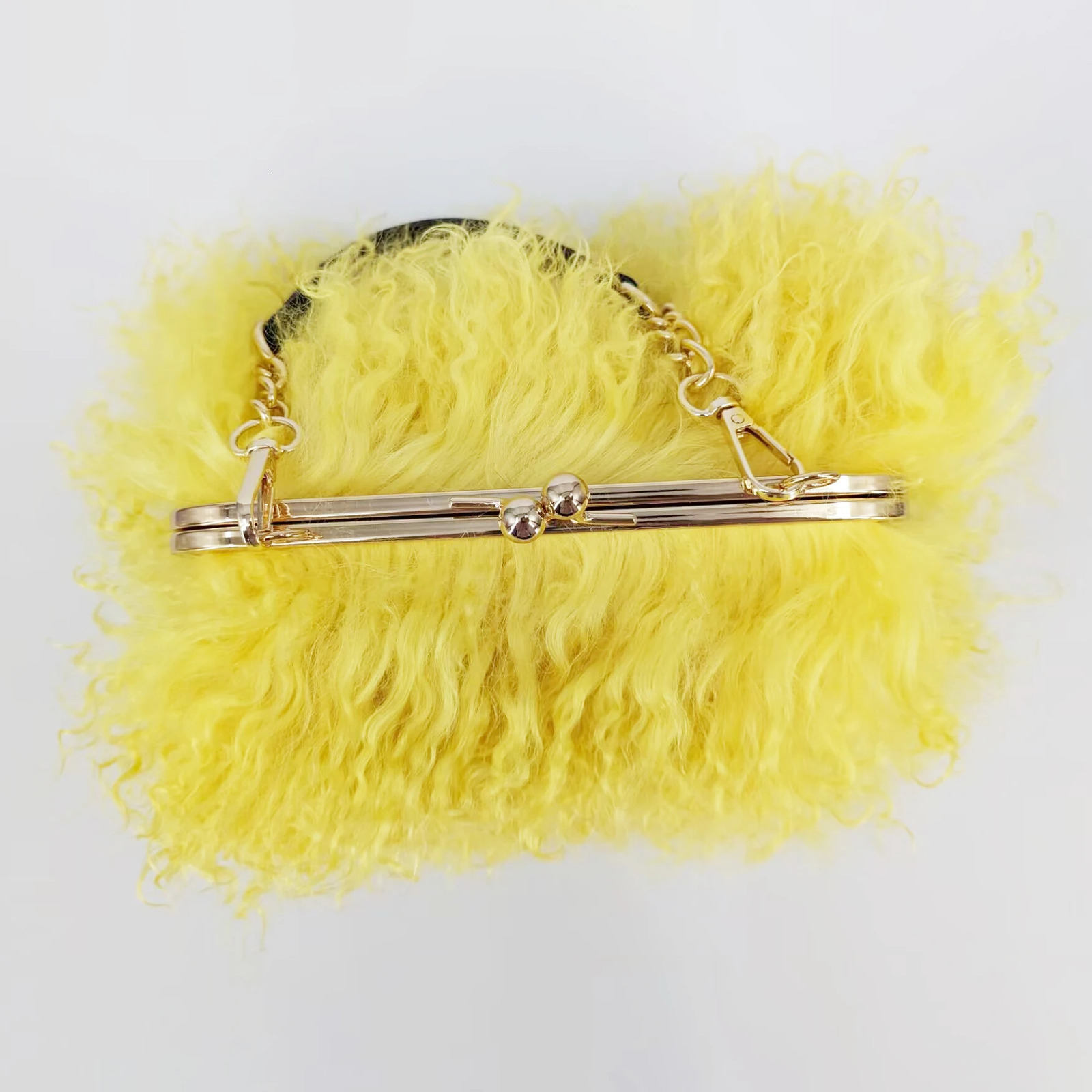 real Long Fur Wool handBag Women Mongolian Sheep Fur Bag Beach Wool Fur One Shoulder bag 241206