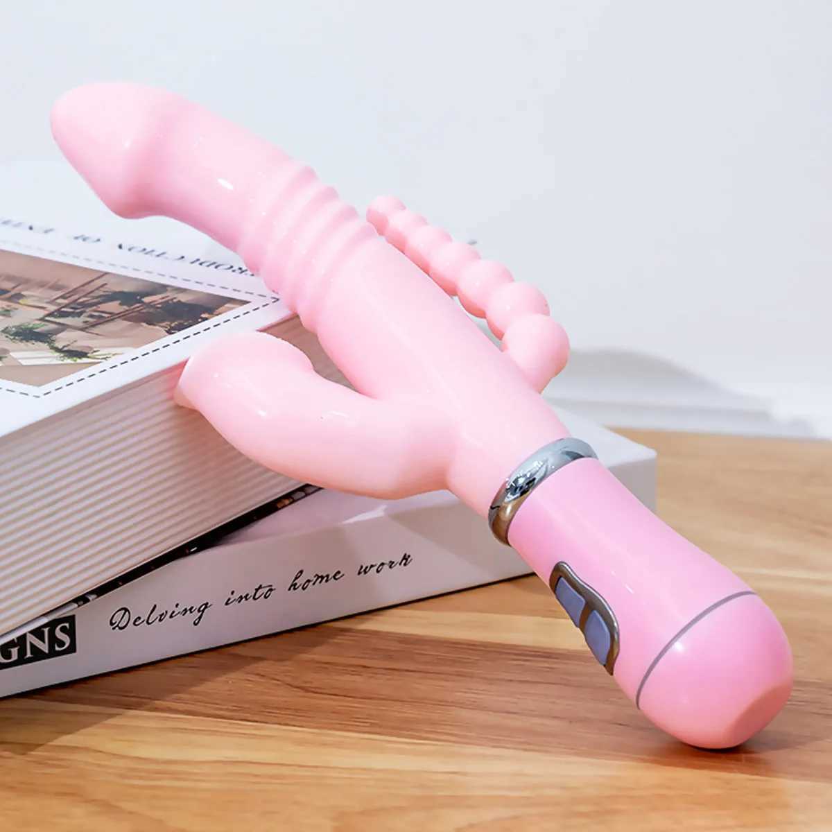 Rabbit G Spot Dildo Vibrator Clitoris Stimulator Penis Anal Double Penetration Tongue Licking Double Rod Sex Toy For Women AdultXJ241206