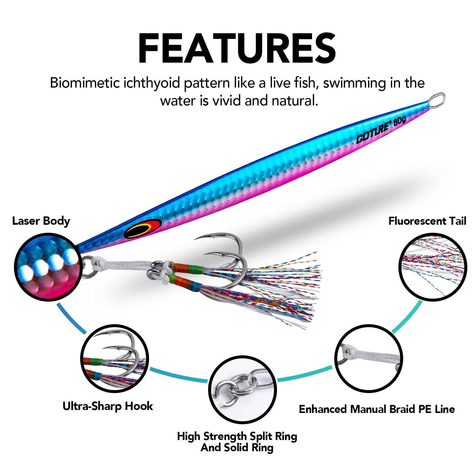 Goture Luminous fect SlowFast Jigging Fishing Lure 80g 100g 200g 250g Saltwater Lures With High Caon Steel Sharp FishhookXJ241128