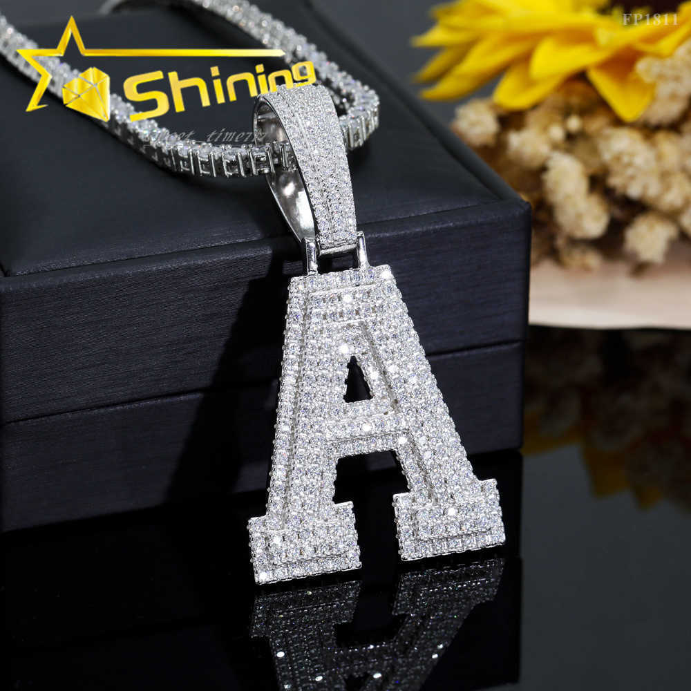 Initial letter pendant VVS moissanite pendant 925 silver gold plated iced out letter pendant Hot sale hip hop jewelry