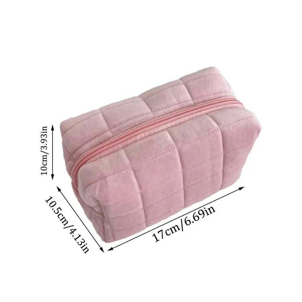 PT012,Cute Plush Makeup for Women Portable Travel Small Cosmetic Bags Solid Color Zipper Toiletry Bag Wing Pouch Storage BagsXJ241206