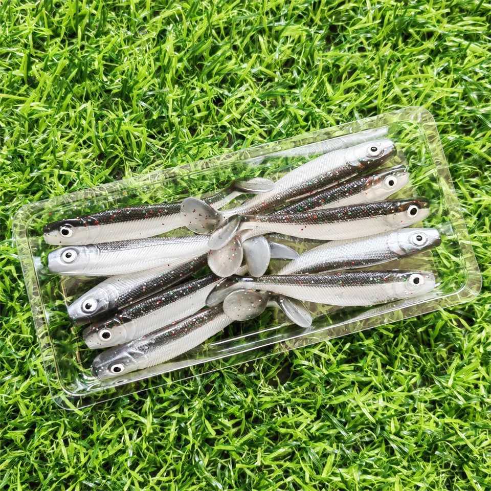 Swolfy 10pcs Soft Lures 60mm 2g T Tail Jigging Fishing Lures Wobbrs Bass Pike Aritificial Silicone Swimbait Lrre SoupXJ241128