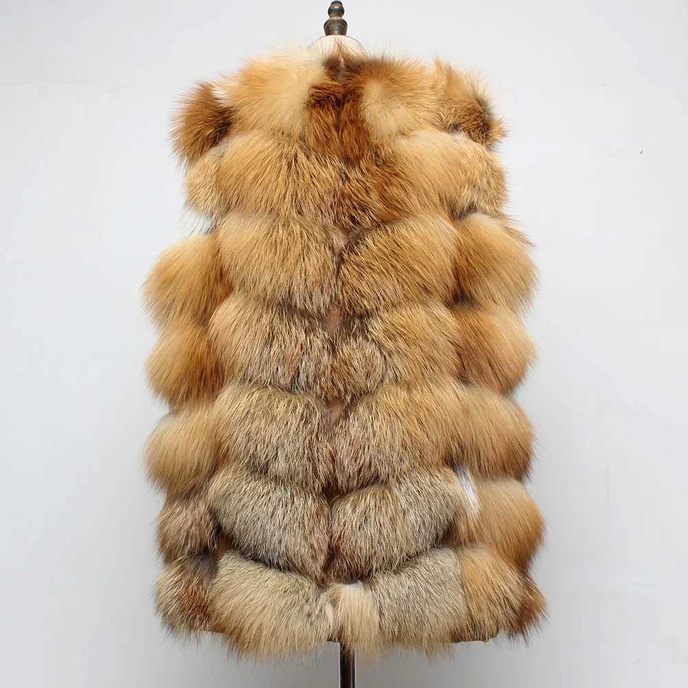 Winter Women Genuine Red Fur Vest Fashion Warm 100%Natural Fluffy Fur Gilet Lady Luxury Real Fur Sveless JacketXJ241206