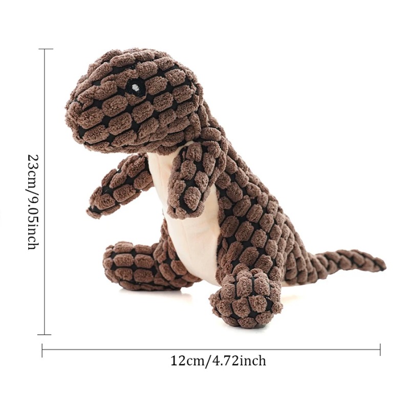 Corduroy Dino-Shaped Squeaky Plush Dog Toy for Puppies - Safe & Fun Chew Accessory