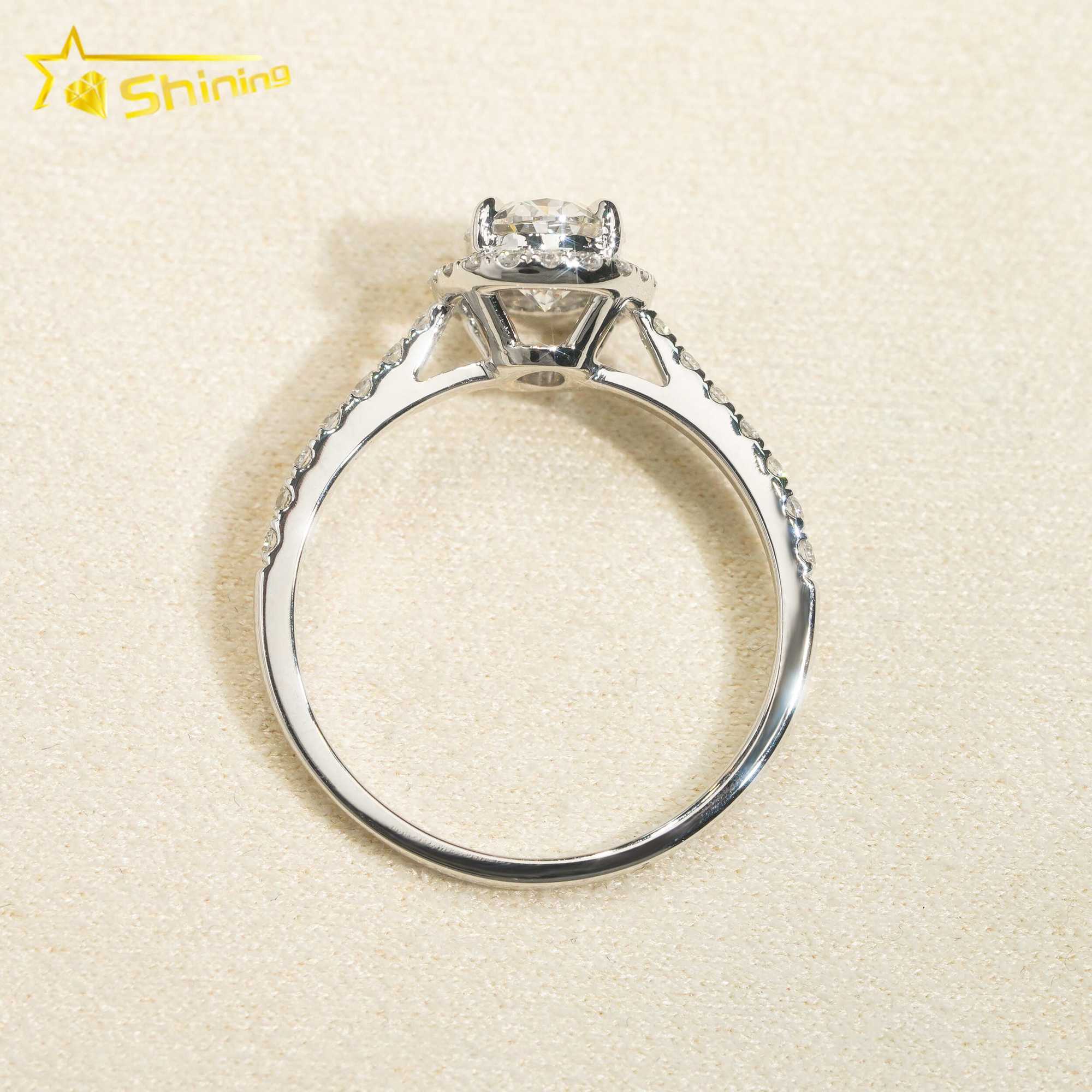 Fine Jewelry Micro pave 14k Solid Gold Lab Grown Diamond CVD Ring Oval Shape Halo VVS2 Engagement Rings