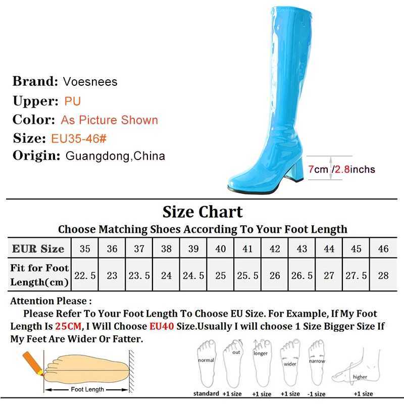 High Quality 7cm custom Gogo boots 1960s and 1970s square heel knee party boots sexy zipper cross dress Gothi shoes large size T241206